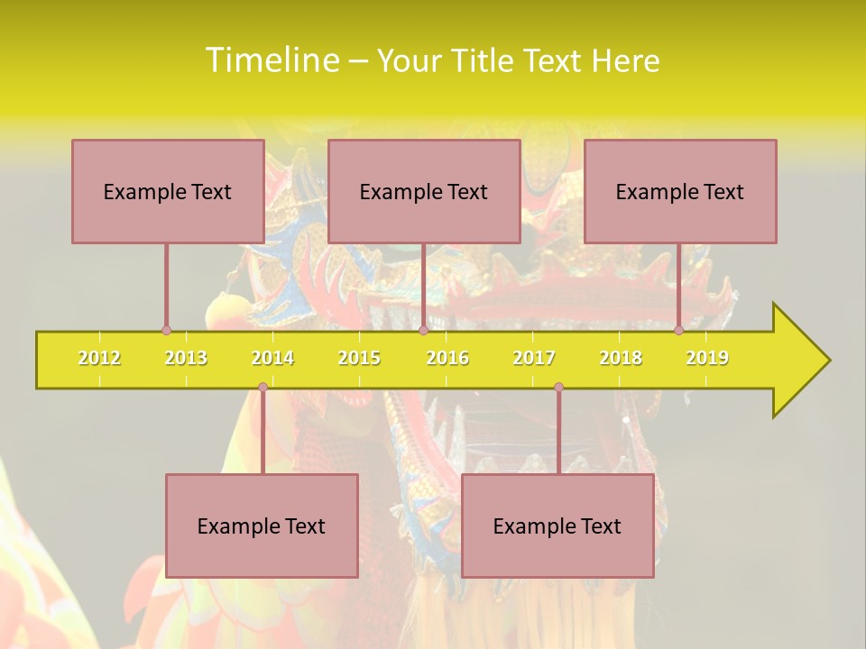 A Colorful Dragon Statue With A Yellow Background PowerPoint Template