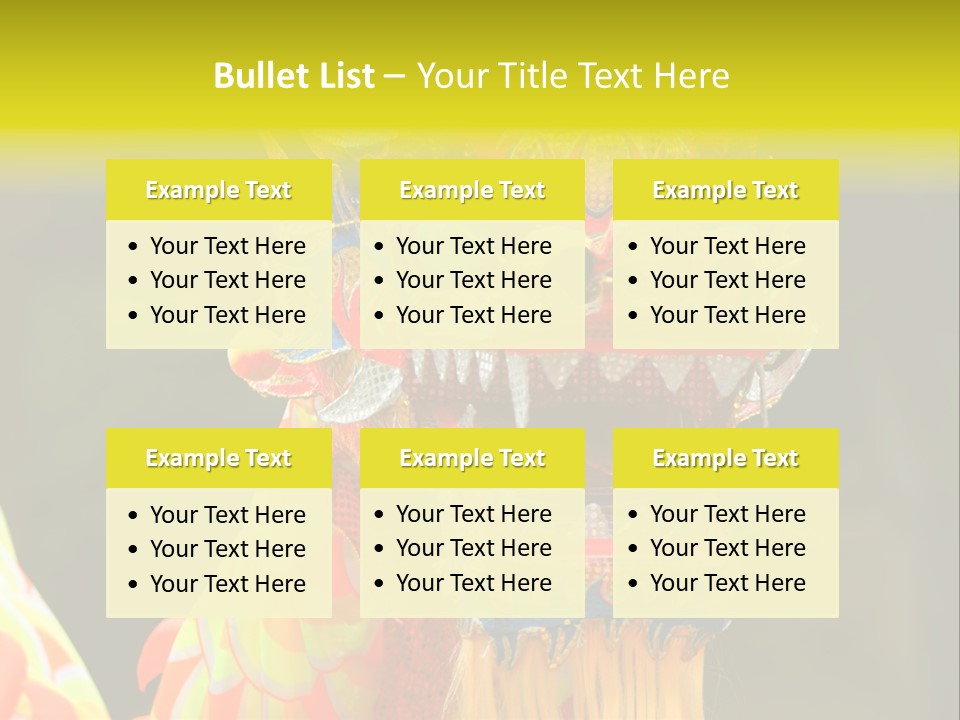 A Colorful Dragon Statue With A Yellow Background PowerPoint Template