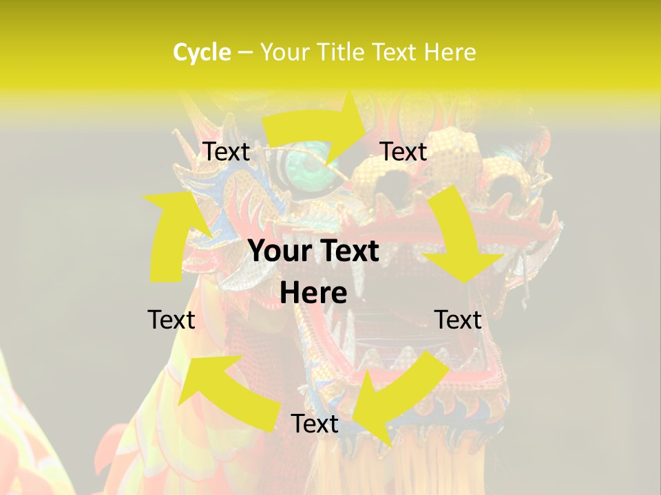 A Colorful Dragon Statue With A Yellow Background PowerPoint Template