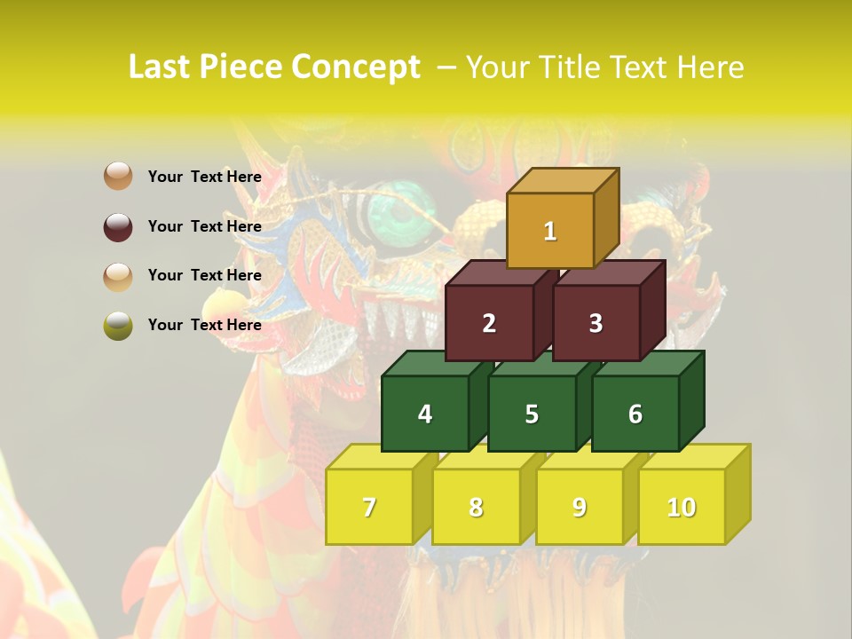 A Colorful Dragon Statue With A Yellow Background PowerPoint Template