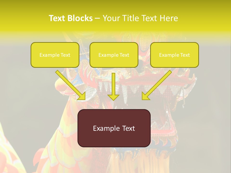 A Colorful Dragon Statue With A Yellow Background PowerPoint Template