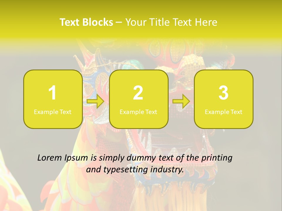 A Colorful Dragon Statue With A Yellow Background PowerPoint Template