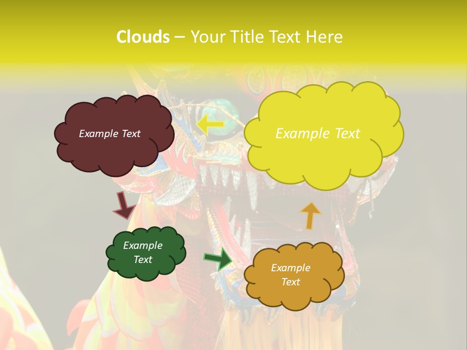 A Colorful Dragon Statue With A Yellow Background PowerPoint Template