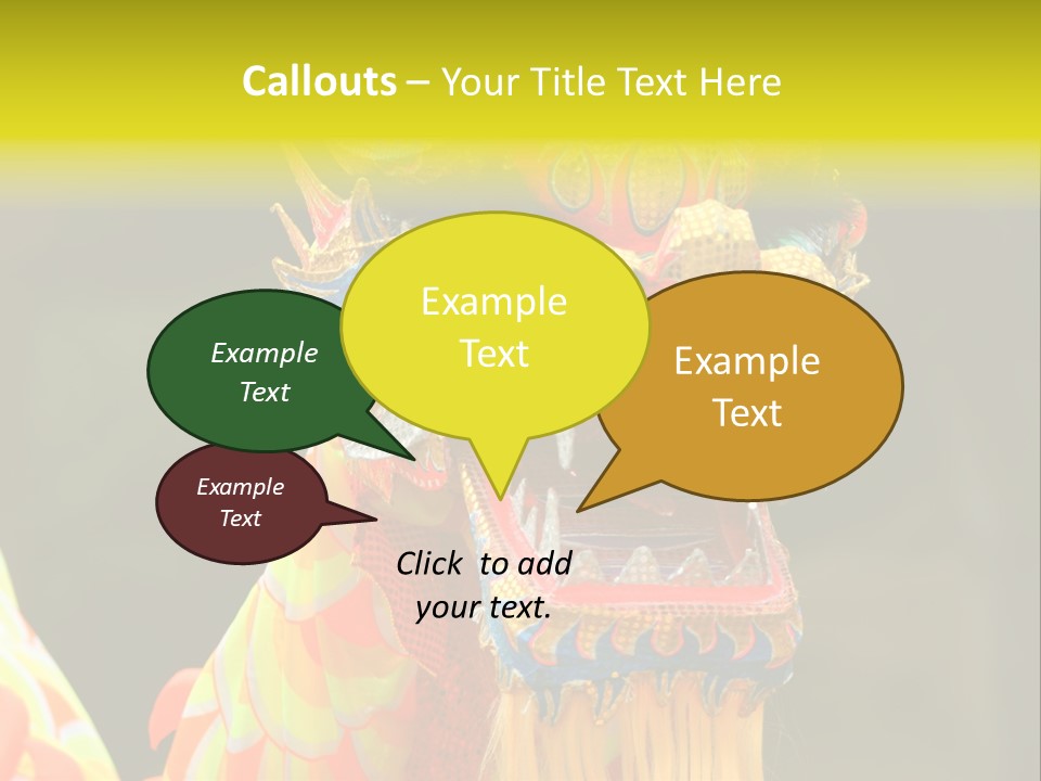 A Colorful Dragon Statue With A Yellow Background PowerPoint Template