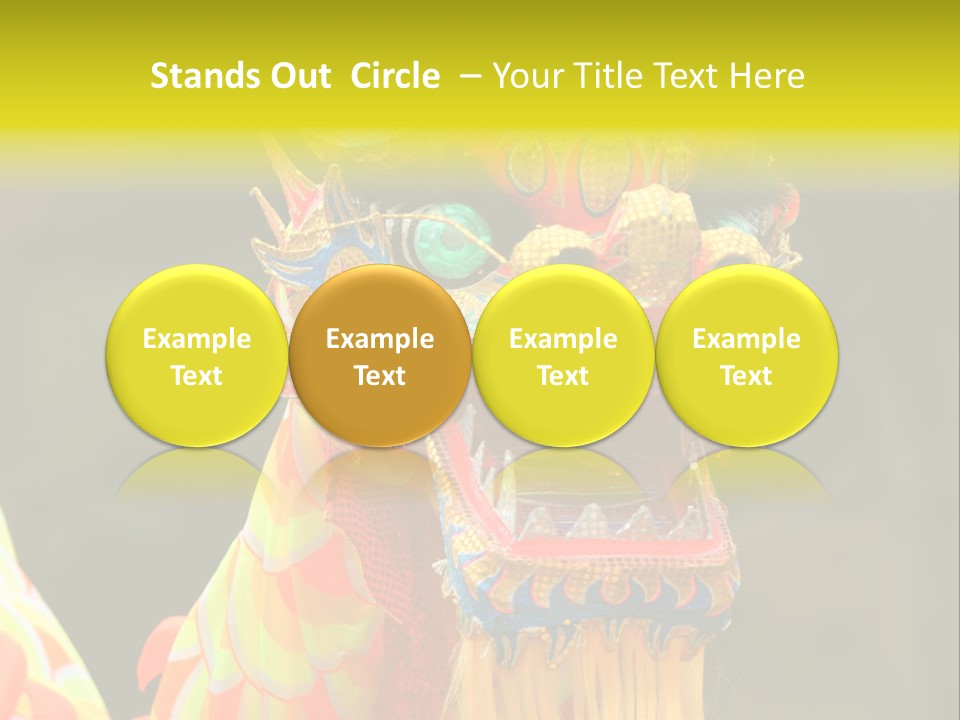 A Colorful Dragon Statue With A Yellow Background PowerPoint Template