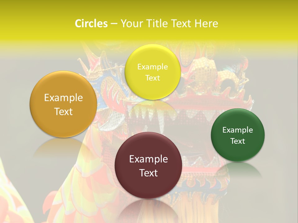 A Colorful Dragon Statue With A Yellow Background PowerPoint Template