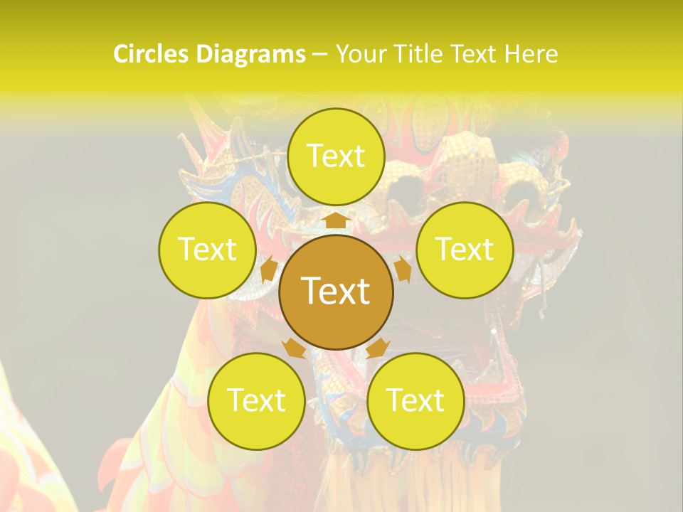 A Colorful Dragon Statue With A Yellow Background PowerPoint Template