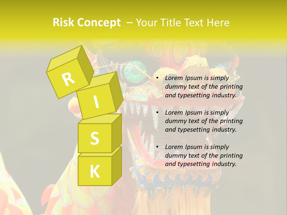 A Colorful Dragon Statue With A Yellow Background PowerPoint Template