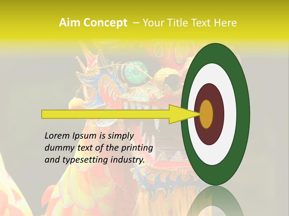 A Colorful Dragon Statue With A Yellow Background PowerPoint Template
