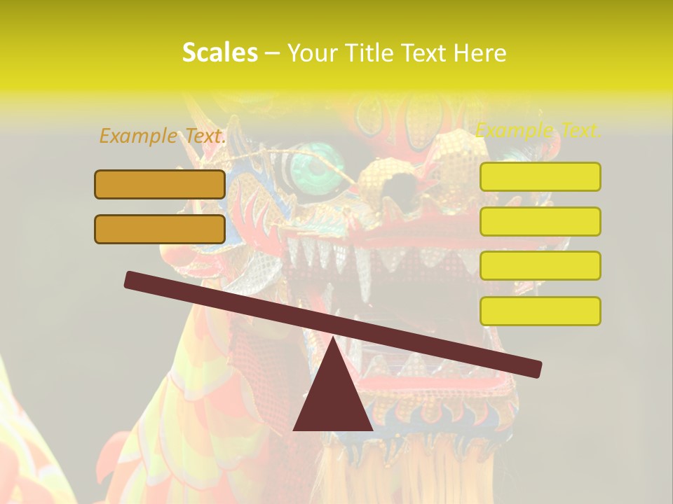 A Colorful Dragon Statue With A Yellow Background PowerPoint Template