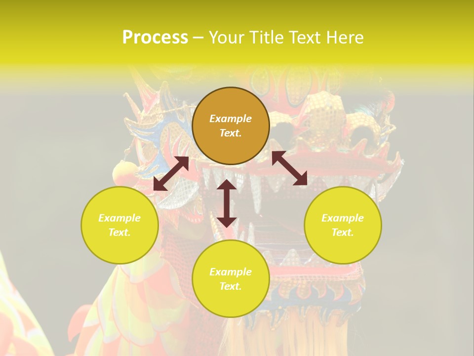 A Colorful Dragon Statue With A Yellow Background PowerPoint Template