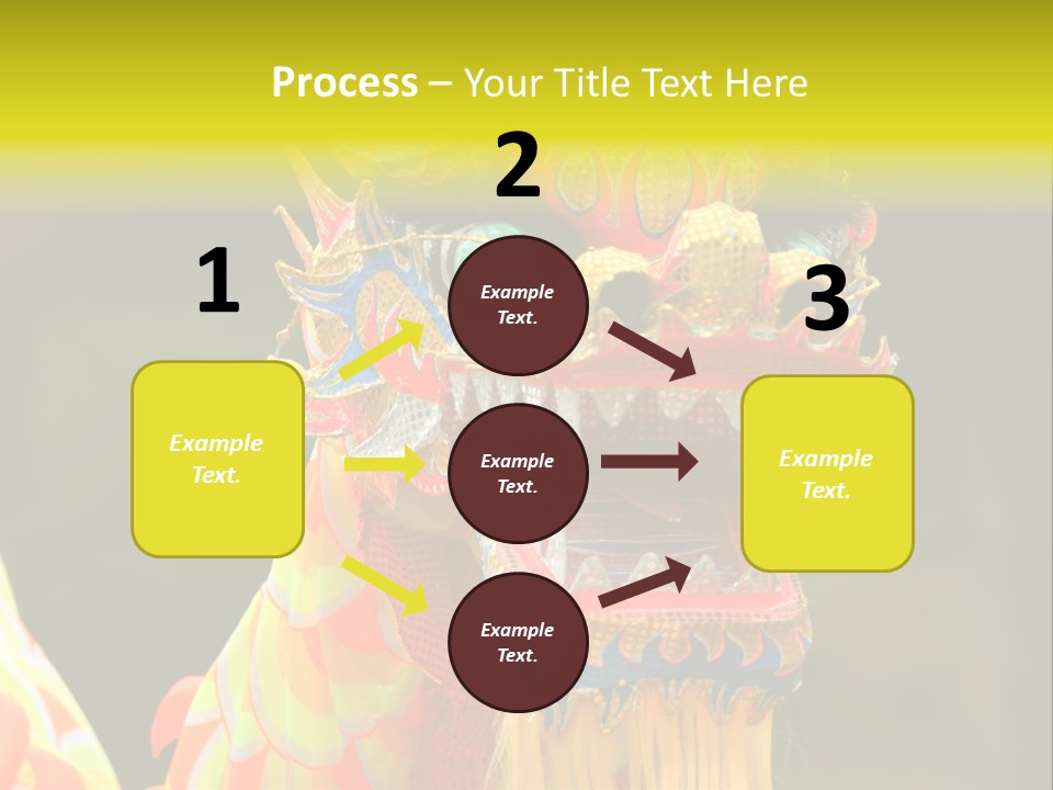 A Colorful Dragon Statue With A Yellow Background PowerPoint Template