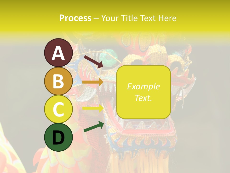 A Colorful Dragon Statue With A Yellow Background PowerPoint Template