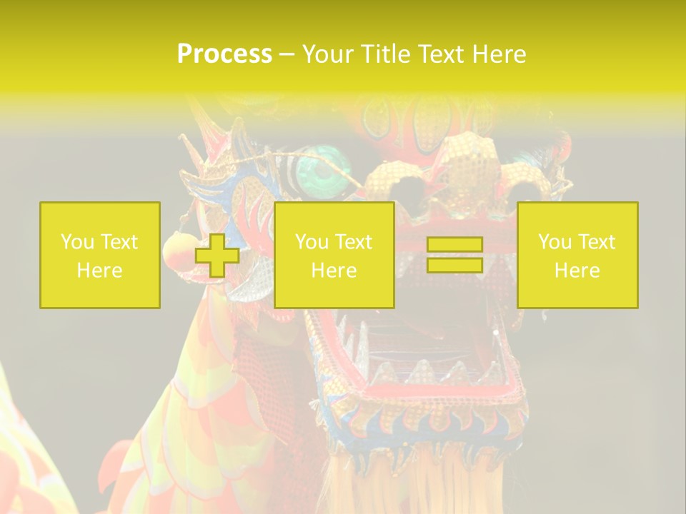 A Colorful Dragon Statue With A Yellow Background PowerPoint Template