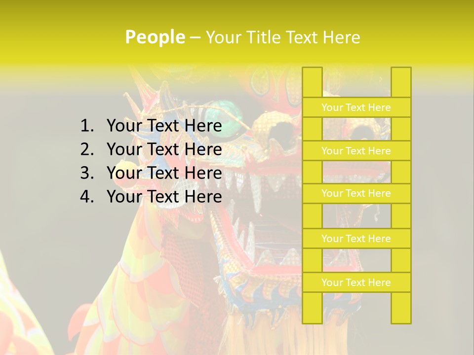 A Colorful Dragon Statue With A Yellow Background PowerPoint Template