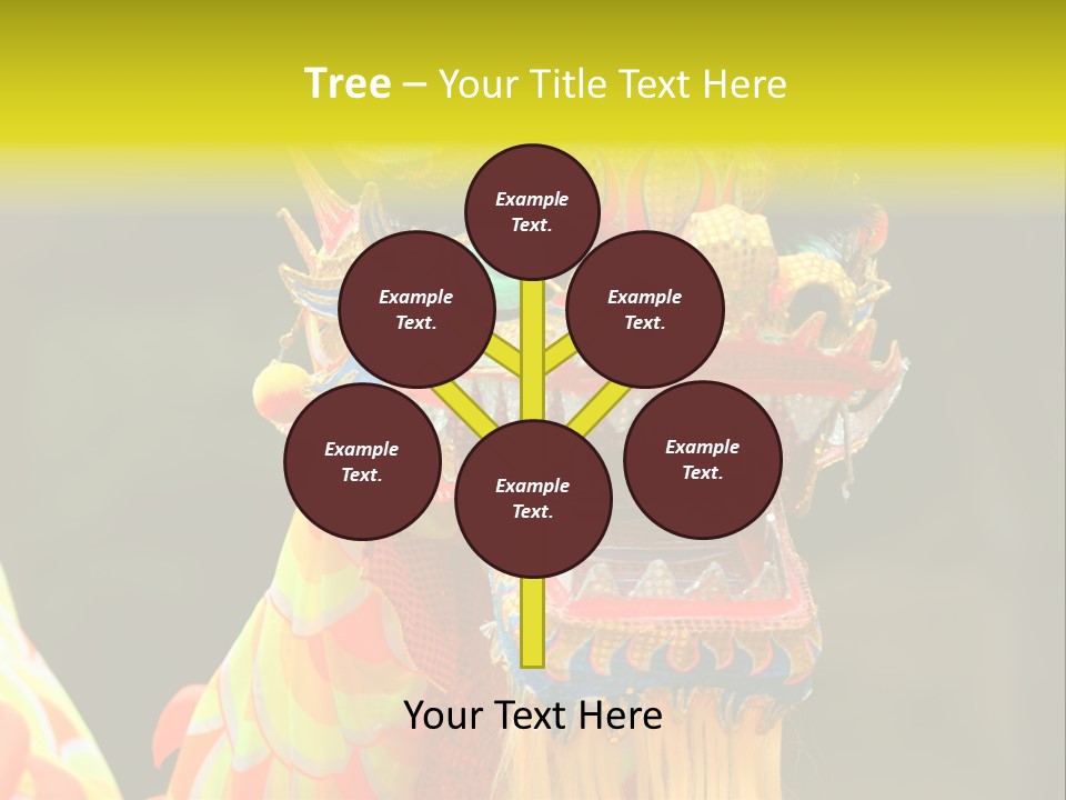 A Colorful Dragon Statue With A Yellow Background PowerPoint Template