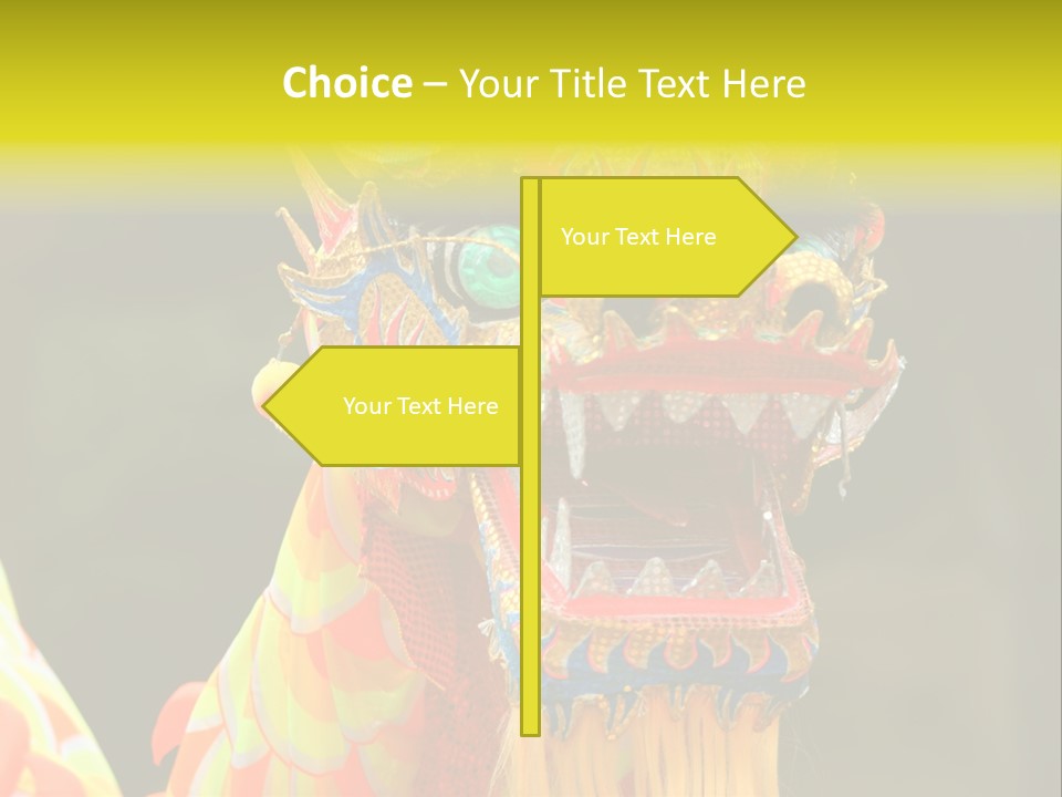 A Colorful Dragon Statue With A Yellow Background PowerPoint Template