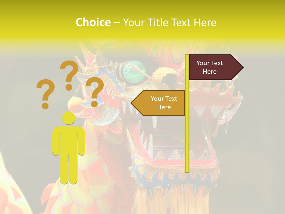 A Colorful Dragon Statue With A Yellow Background PowerPoint Template