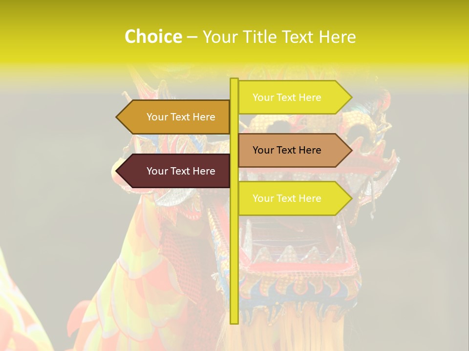 A Colorful Dragon Statue With A Yellow Background PowerPoint Template