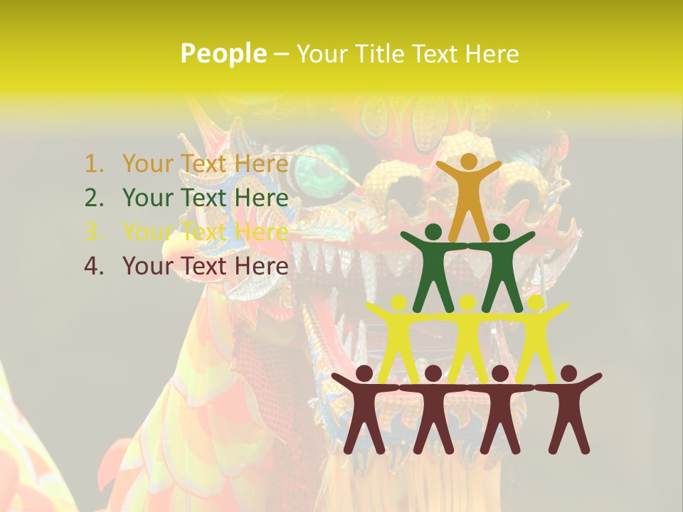 A Colorful Dragon Statue With A Yellow Background PowerPoint Template