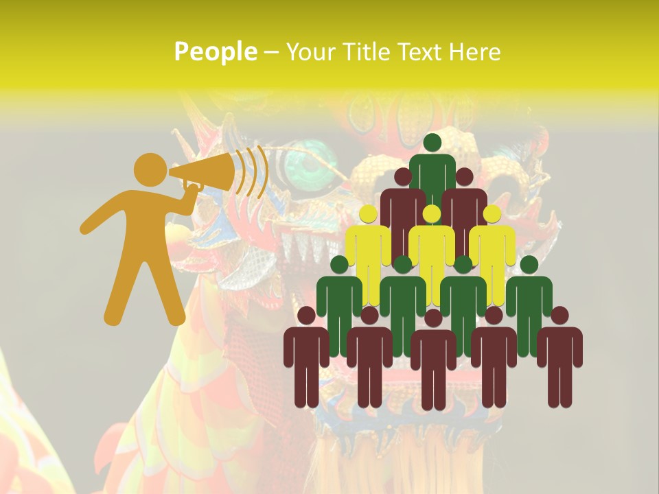 A Colorful Dragon Statue With A Yellow Background PowerPoint Template