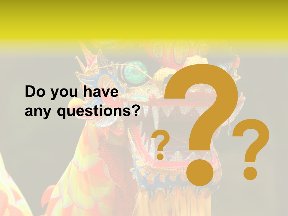 A Colorful Dragon Statue With A Yellow Background PowerPoint Template