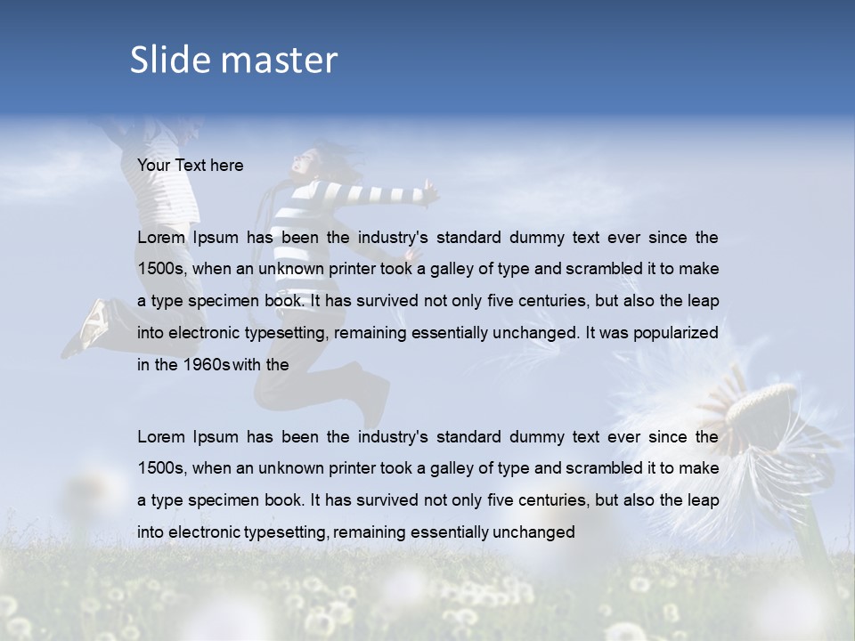 Couple Having Fun In A Meadow Full Of Dandelions PowerPoint Template