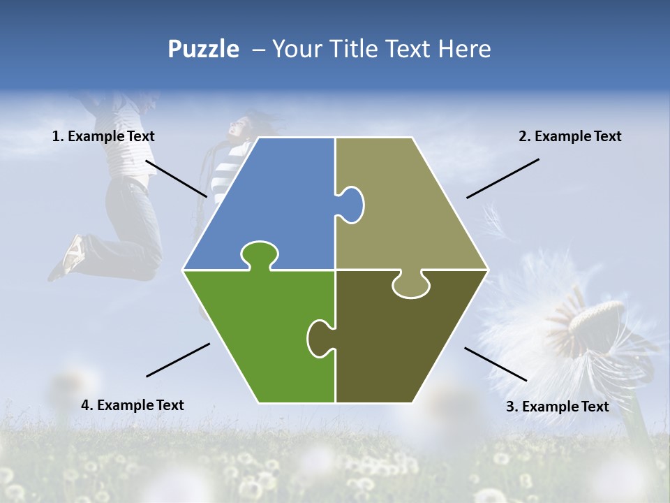 Couple Having Fun In A Meadow Full Of Dandelions PowerPoint Template