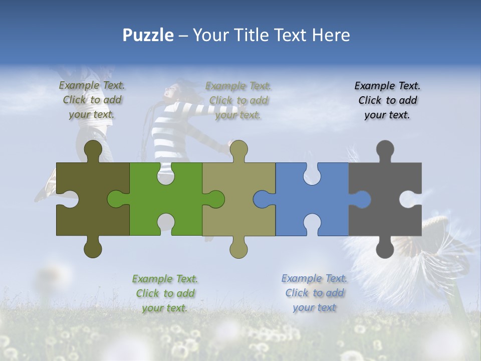 Couple Having Fun In A Meadow Full Of Dandelions PowerPoint Template