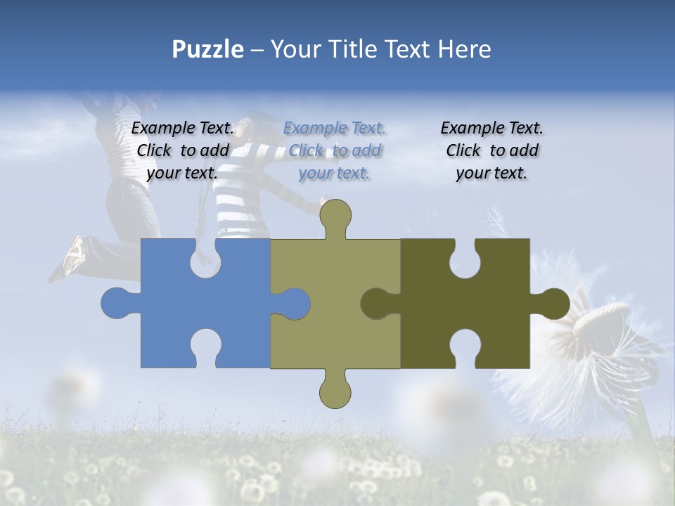 Couple Having Fun In A Meadow Full Of Dandelions PowerPoint Template