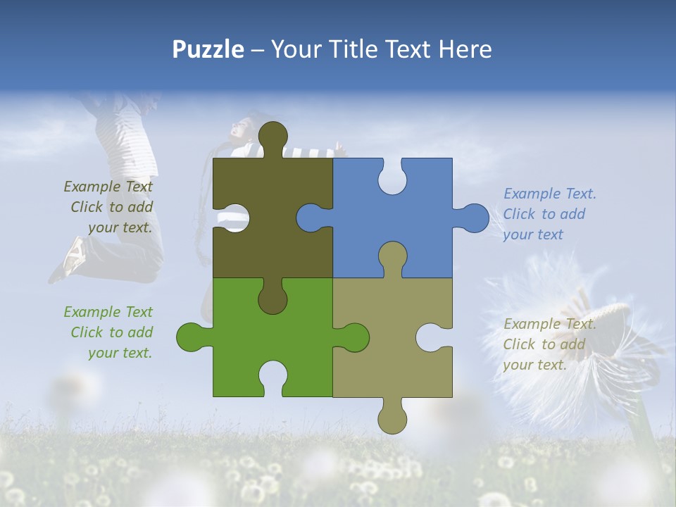 Couple Having Fun In A Meadow Full Of Dandelions PowerPoint Template