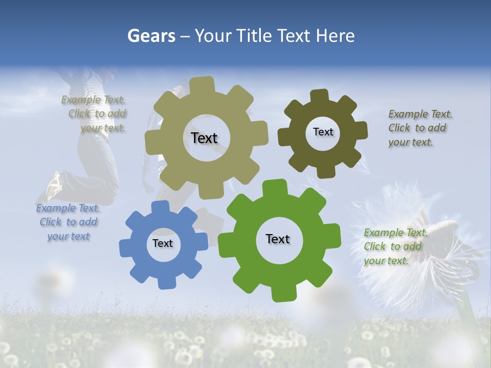 Couple Having Fun In A Meadow Full Of Dandelions PowerPoint Template