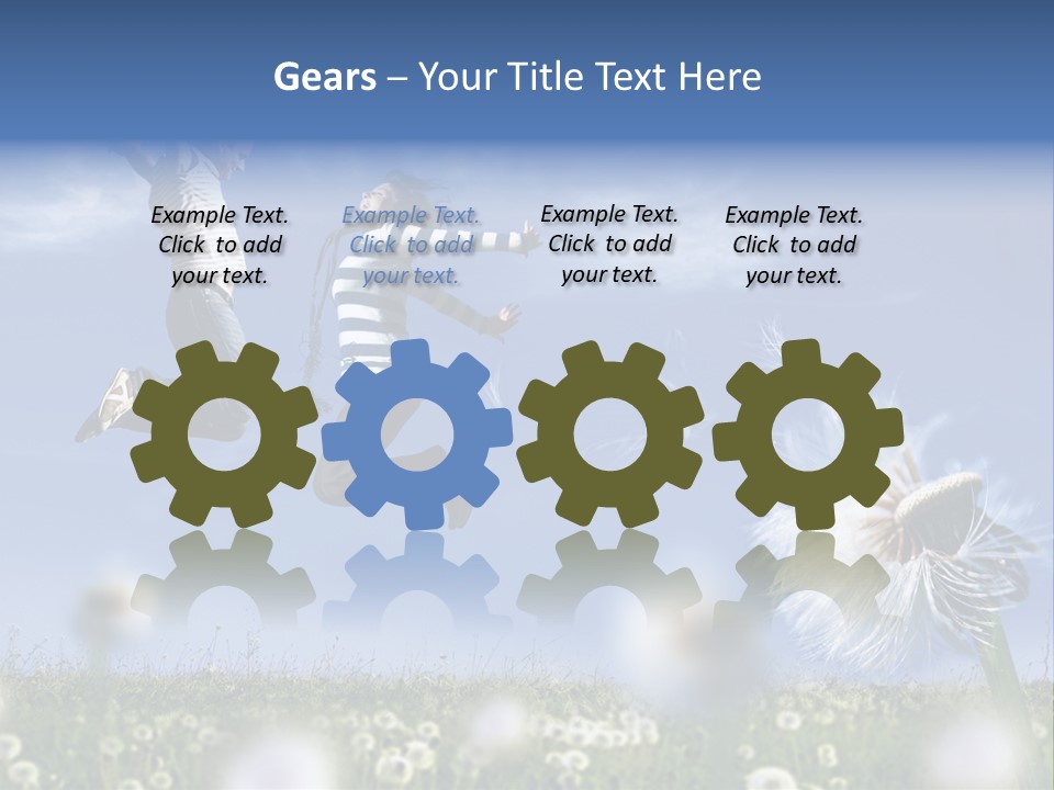 Couple Having Fun In A Meadow Full Of Dandelions PowerPoint Template