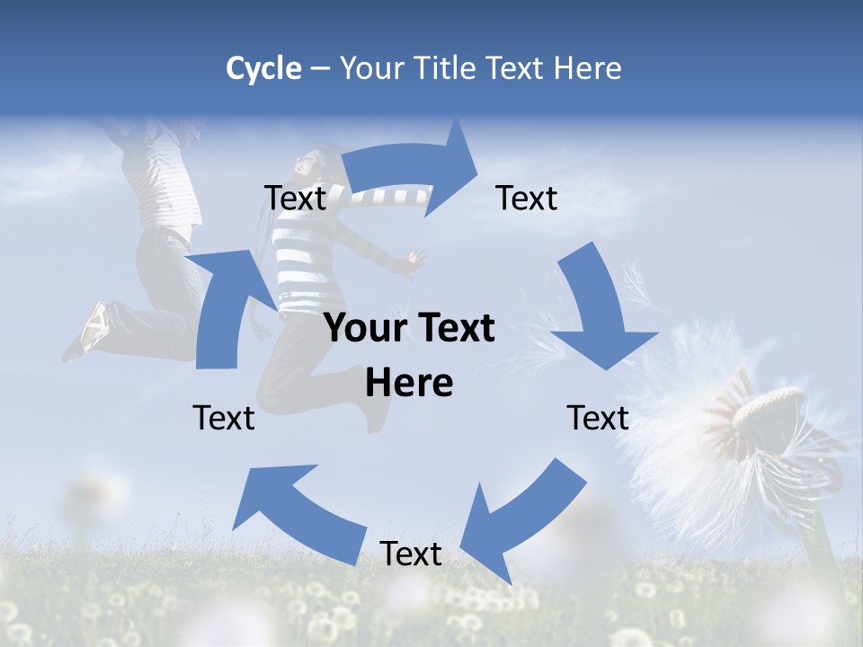 Couple Having Fun In A Meadow Full Of Dandelions PowerPoint Template