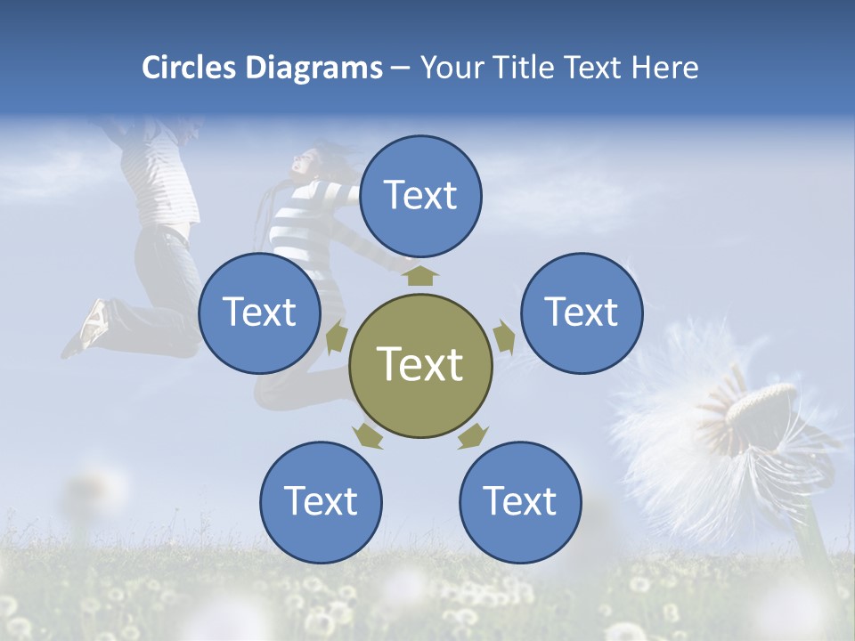 Couple Having Fun In A Meadow Full Of Dandelions PowerPoint Template