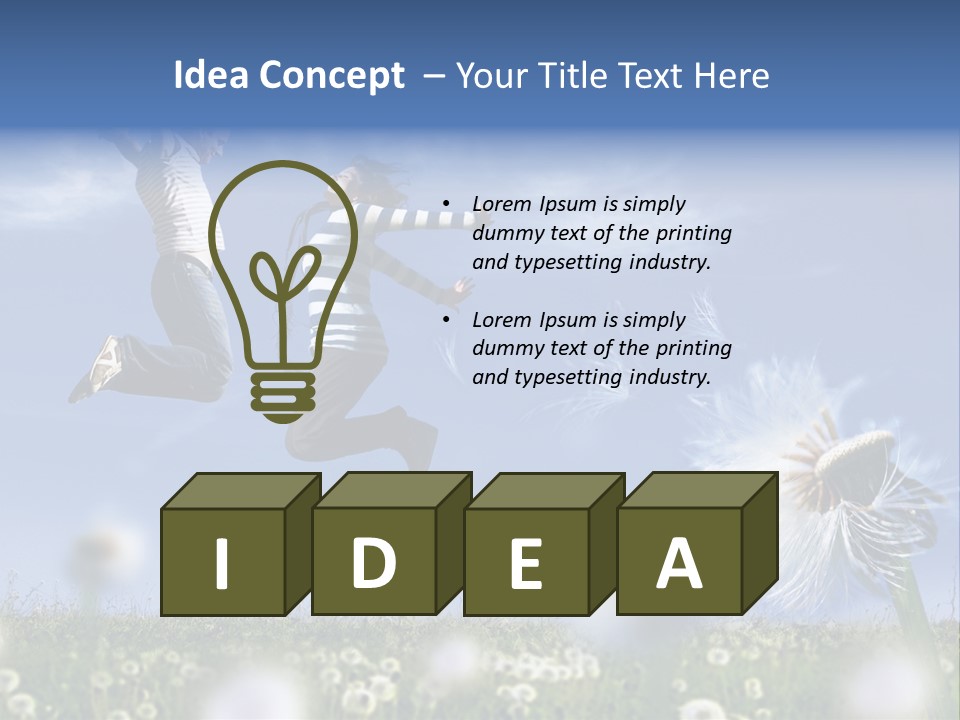 Couple Having Fun In A Meadow Full Of Dandelions PowerPoint Template