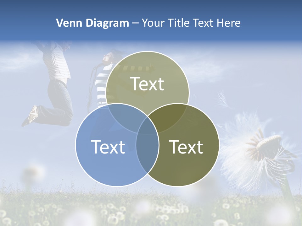 Couple Having Fun In A Meadow Full Of Dandelions PowerPoint Template