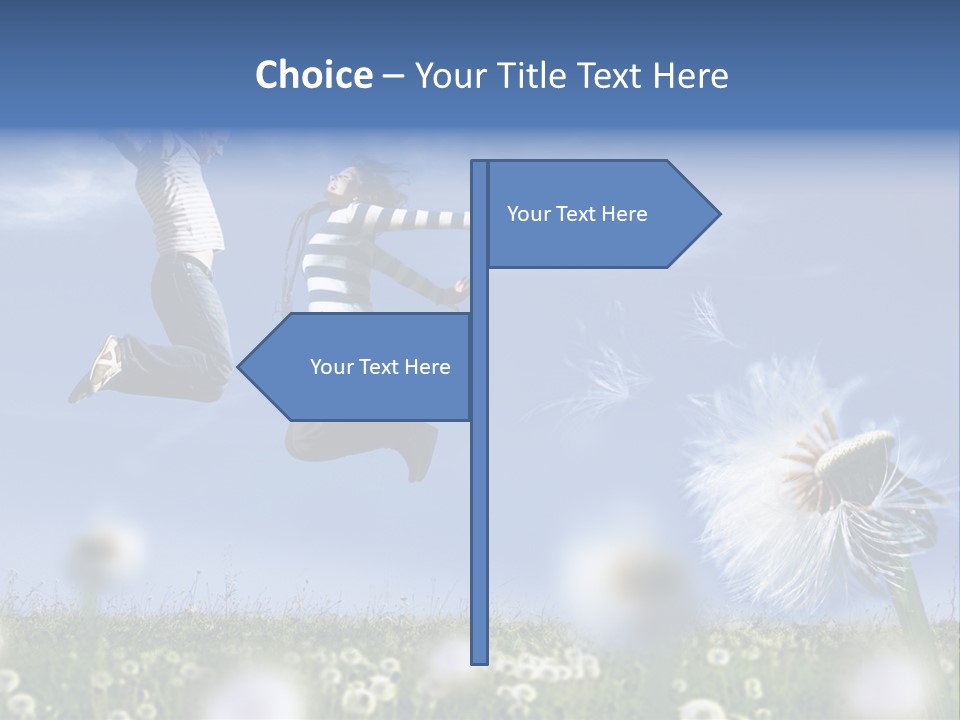 Couple Having Fun In A Meadow Full Of Dandelions PowerPoint Template