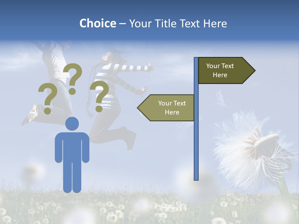 Couple Having Fun In A Meadow Full Of Dandelions PowerPoint Template