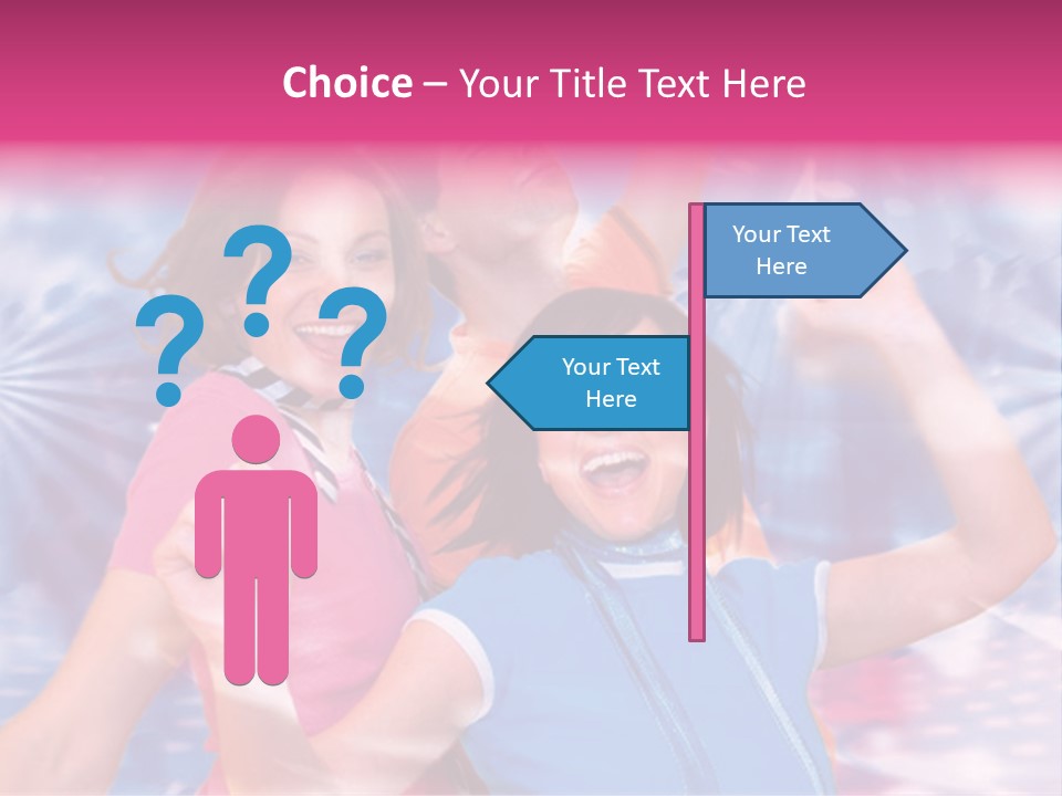 Three Friends Making Party PowerPoint Template