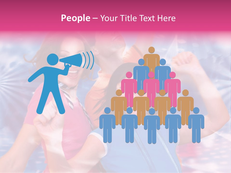 Three Friends Making Party PowerPoint Template