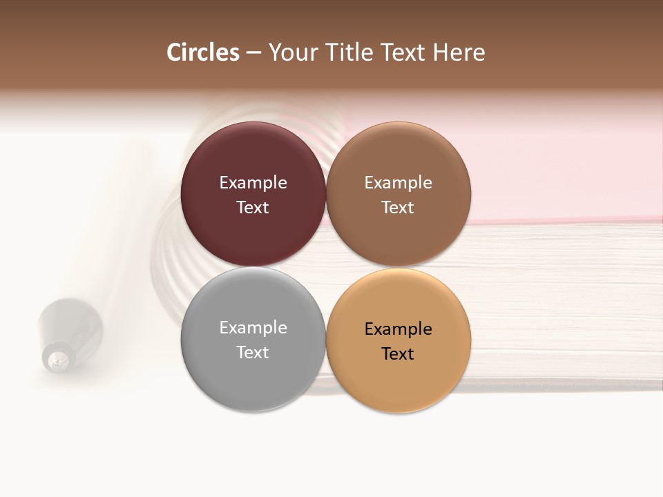 Pink Covered Metal Ring Binder Notebook And Pen PowerPoint Template