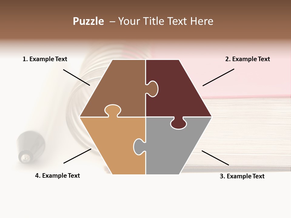 Pink Covered Metal Ring Binder Notebook And Pen PowerPoint Template