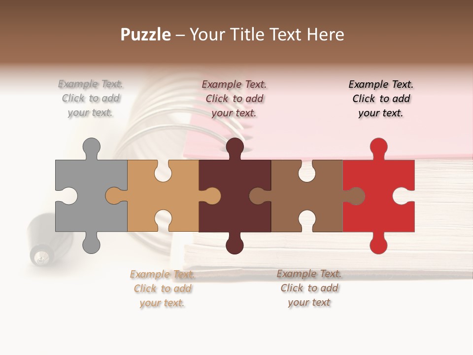 Pink Covered Metal Ring Binder Notebook And Pen PowerPoint Template