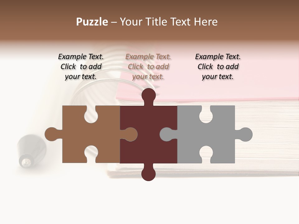 Pink Covered Metal Ring Binder Notebook And Pen PowerPoint Template