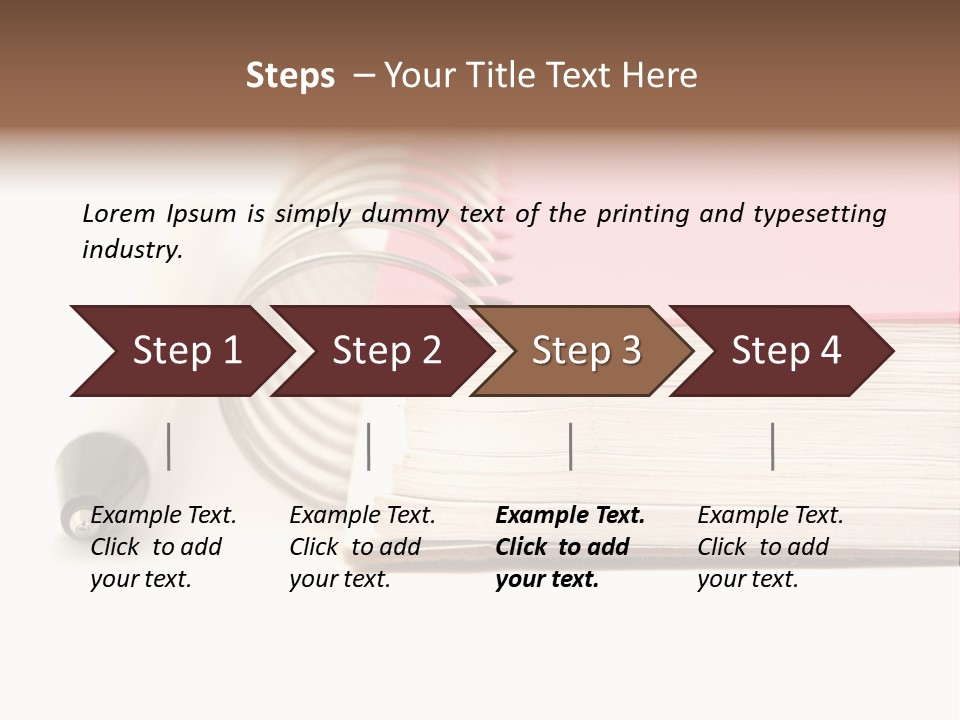 Pink Covered Metal Ring Binder Notebook And Pen PowerPoint Template