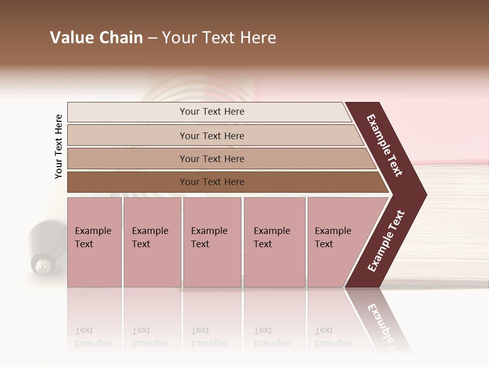 Pink Covered Metal Ring Binder Notebook And Pen PowerPoint Template