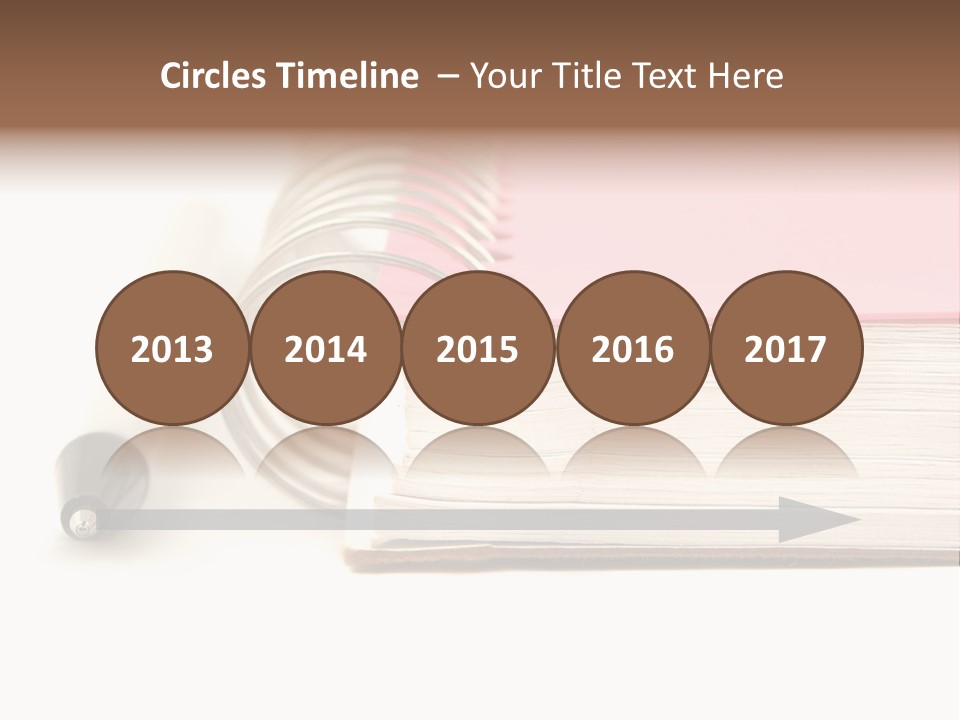 Pink Covered Metal Ring Binder Notebook And Pen PowerPoint Template