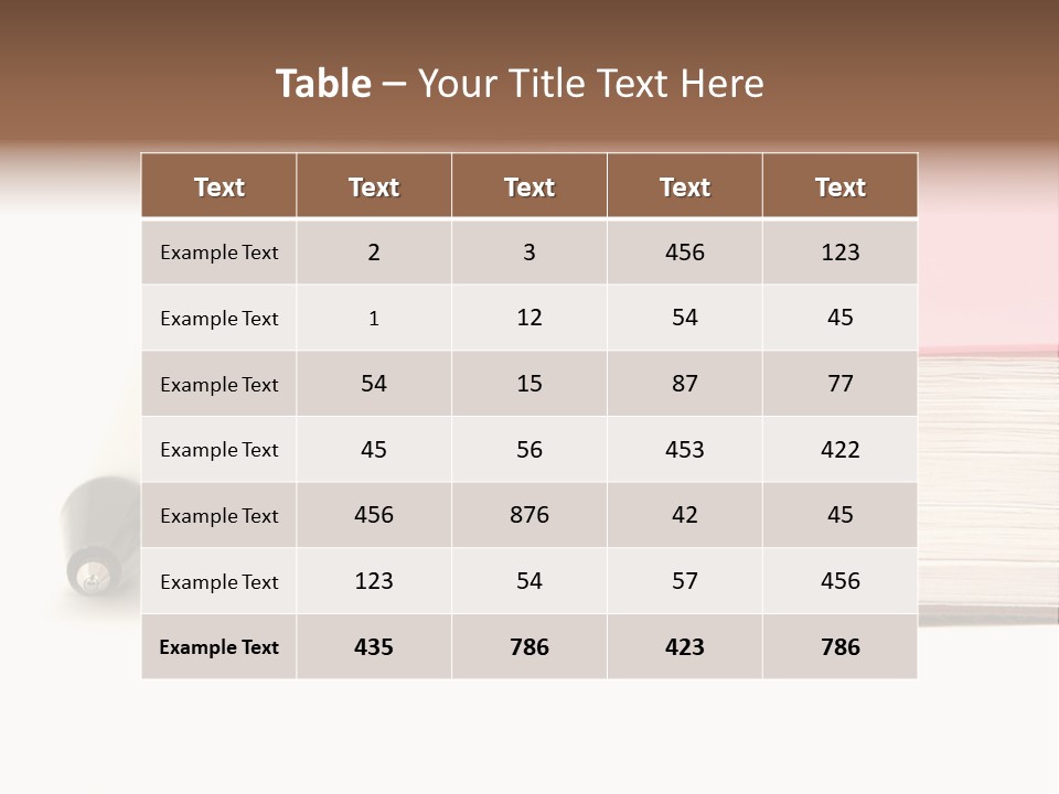 Pink Covered Metal Ring Binder Notebook And Pen PowerPoint Template