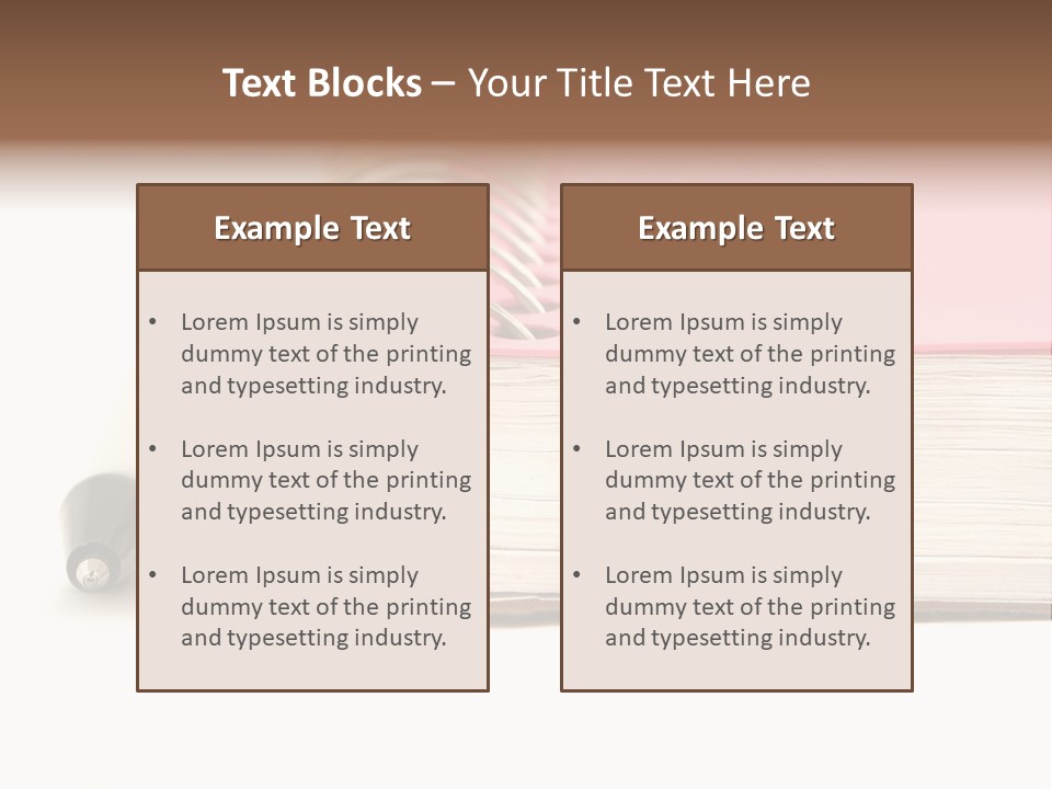 Pink Covered Metal Ring Binder Notebook And Pen PowerPoint Template